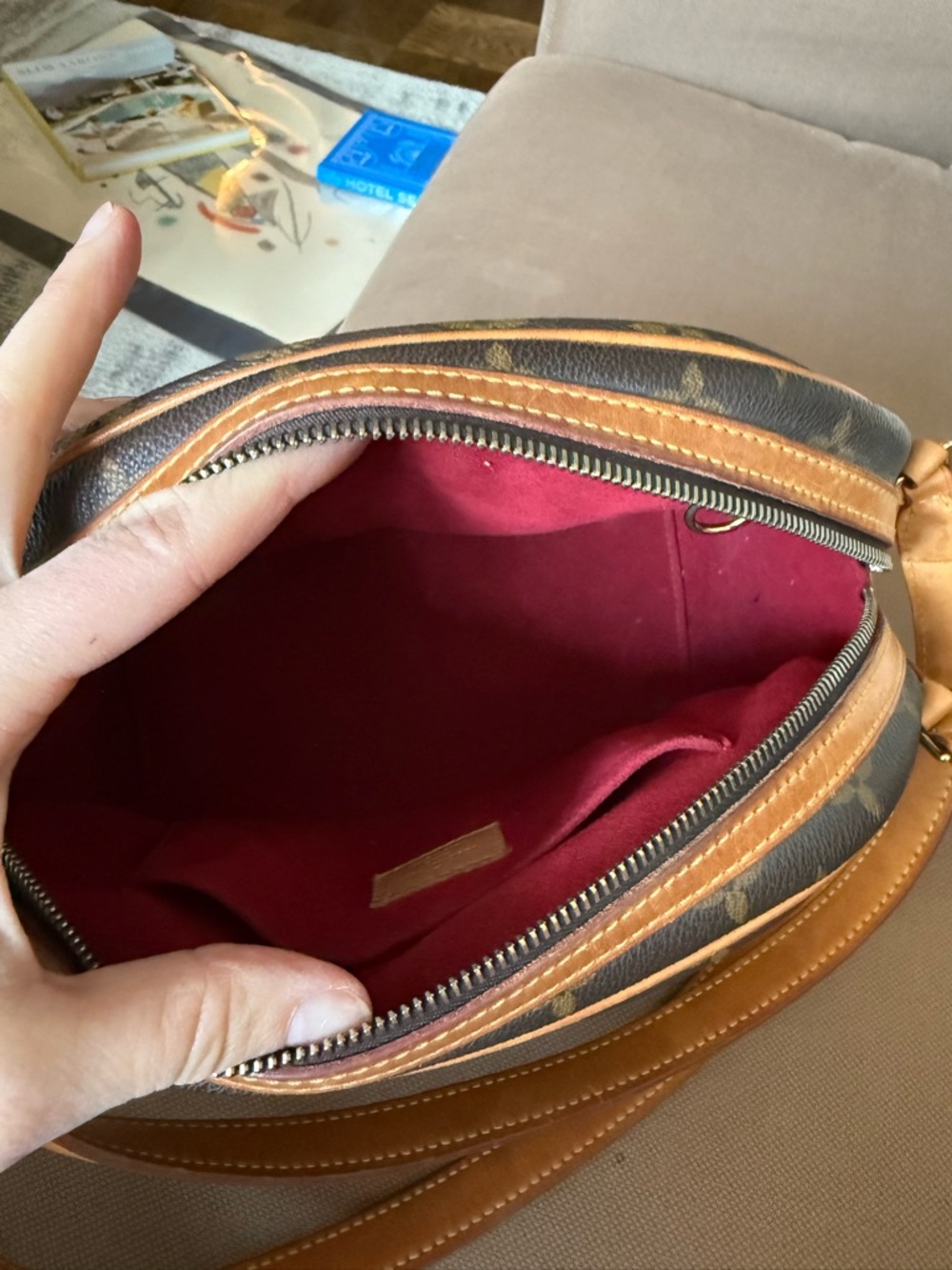 Louis Vuitton Monogram Canvas Shoulder Bag with Tan Trim - Picture 9 of 16